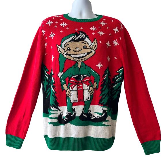 Ugly Christmas Sweater Lonely Island Holiday Elf D*ck In A Gift Box Size Large - Picture 1 of 5